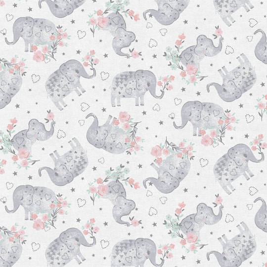 Fabric Editions White Elephant Cotton Fabric